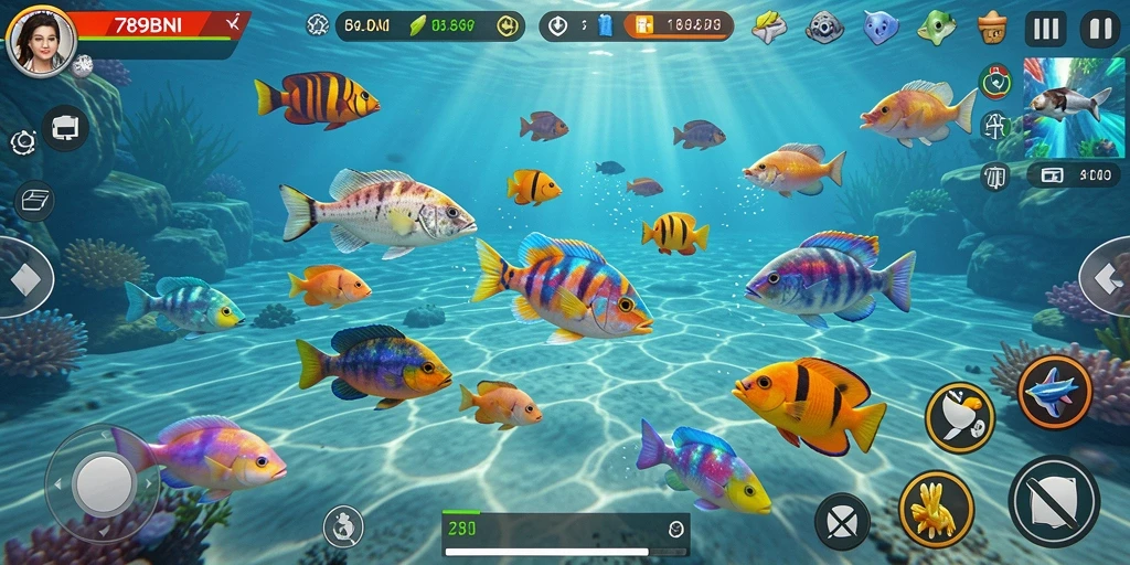 Tampilan gameplay menembak ikan yang menarik dan penuh aksi.