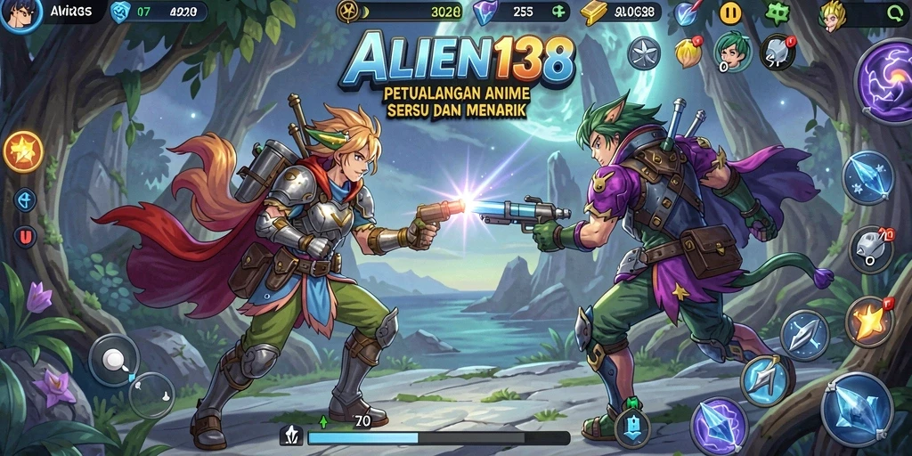 Tampilan gameplay anime yang memukau dan penuh aksi.