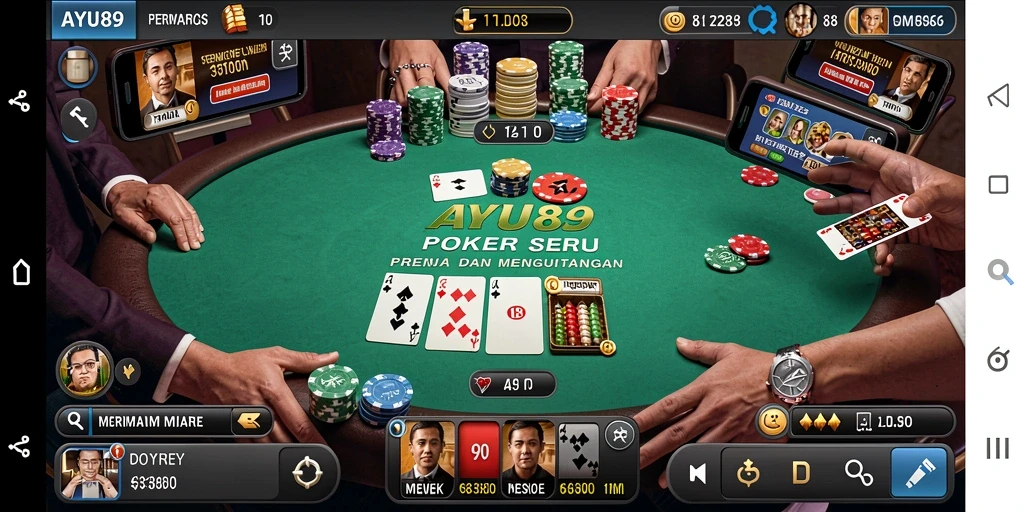 Tampilan menarik dari gameplay Poker di AYU89.