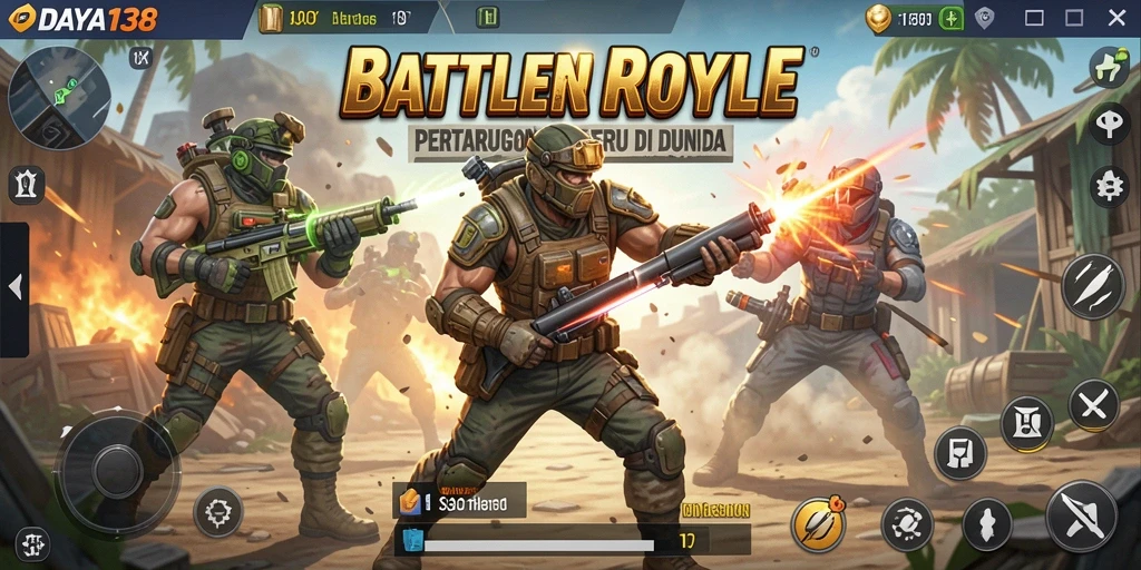 Gameplay seru DAYA138 dengan pertempuran intens Battle Royale.