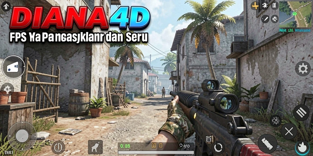 Tangkapan layar yang menunjukkan gameplay intens DIANA4D.