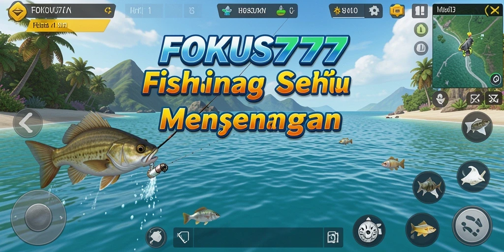 Tampilan gameplay FOKUS777 dengan aksi menangkap ikan.