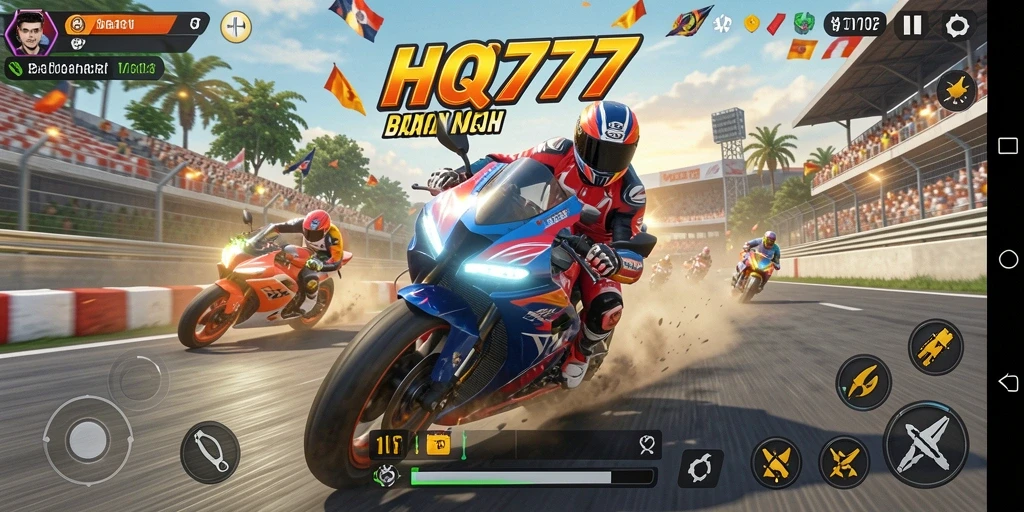 Gameplay seru balapan motor di HQ777 dengan grafis menakjubkan.