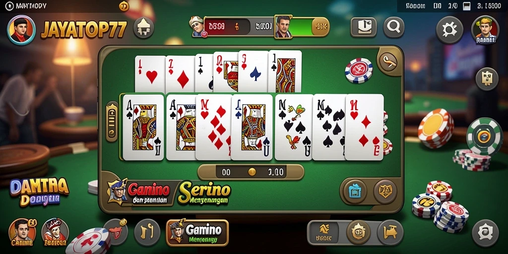 Screenshot gameplay JAYATOP77 dengan papan domino yang menarik.