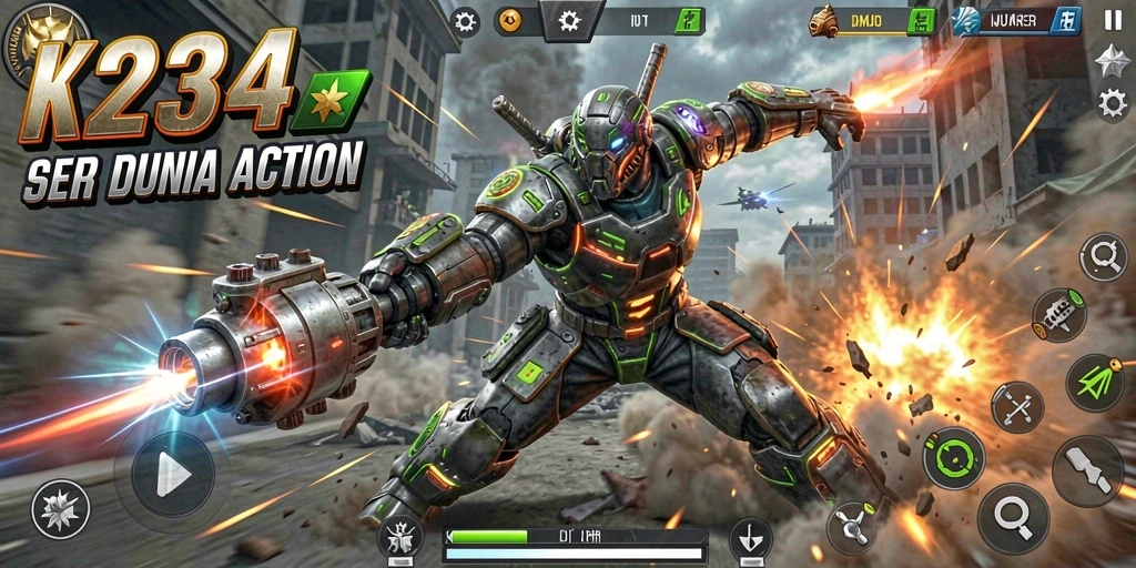 Screenshot K234 menampilkan pertarungan epik dalam gameplay Action.