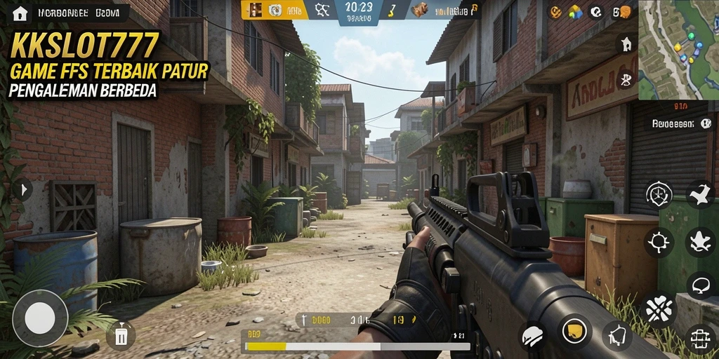 Screenshot gameplay KKSLOT777 menampilkan pertempuran intens di lingkungan yang dinamis.