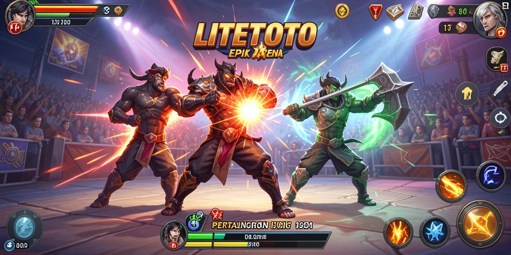 Screenshot gameplay LITETOTO menampilkan aksi pertarungan yang mendebarkan.