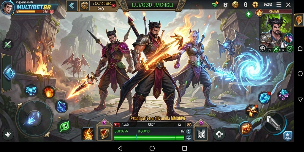 Screenshot MULTIBET88 menampilkan aksi seru dalam gameplay MMORPG.