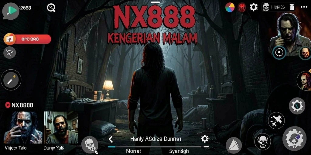 Screenshot gameplay NX888 dengan suasana horor yang mendalam dan mencekam.