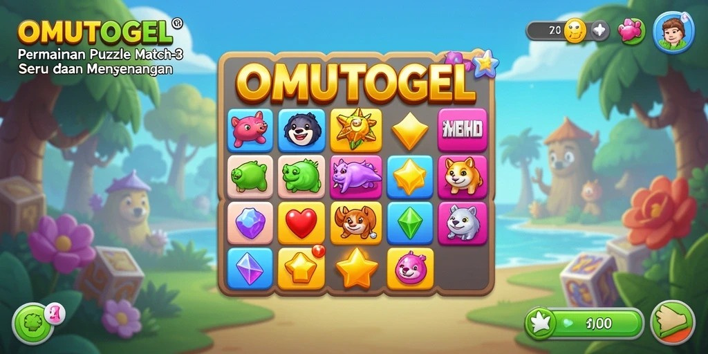 Tampilan gameplay seru dari OMUTOGEL dalam kategori Match-3.