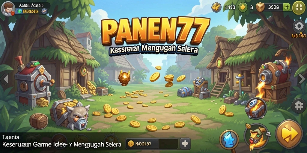 Screenshot gameplay seru PANEN77 menampilkan aktivitas bertani dan panen.