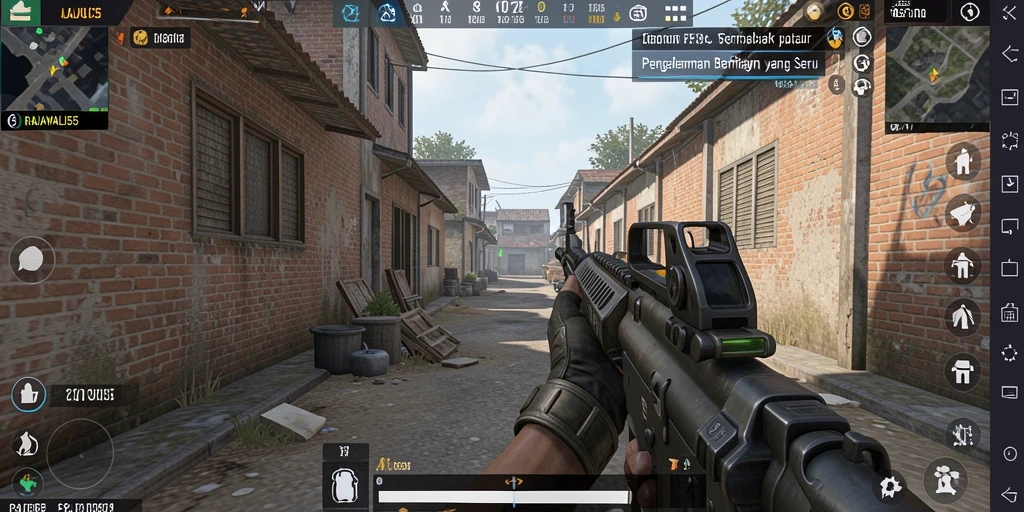Screenshot gameplay RAJAWALI55 menunjukkan aksi pertempuran yang seru.