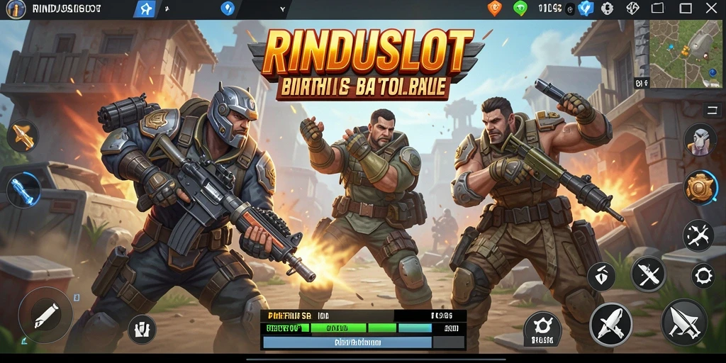 Gameplay RINDUSLOT yang mendebarkan dalam pertempuran Battle Royale.