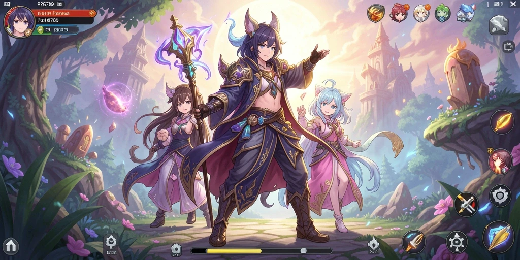 Screenshot gameplay RP6789 yang menampilkan karakter anime yang menarik.