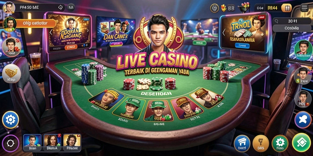 Screenshot gameplay Live Casino RR44 dengan dealer profesional.