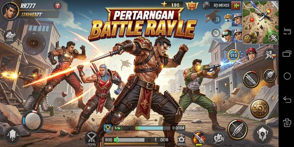 Gameplay seru dari RR777 dalam pertarungan Battle Royale.