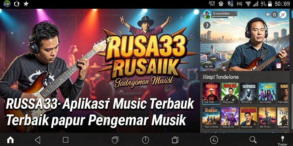 Tampilan utama RUSA33 yang menampilkan gameplay interaktif dan pilihan lagu.