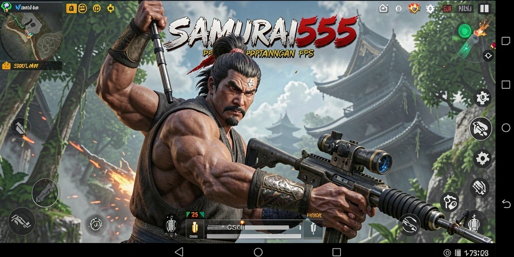Screenshot permainan SAMURAI555 menampilkan aksi tembak-menembak yang seru.