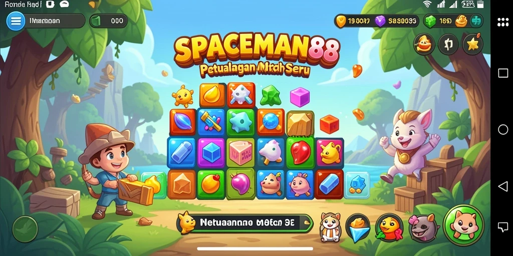 Tampilan gameplay seru di SPACEMAN88 dengan banyak kombinasi warna.