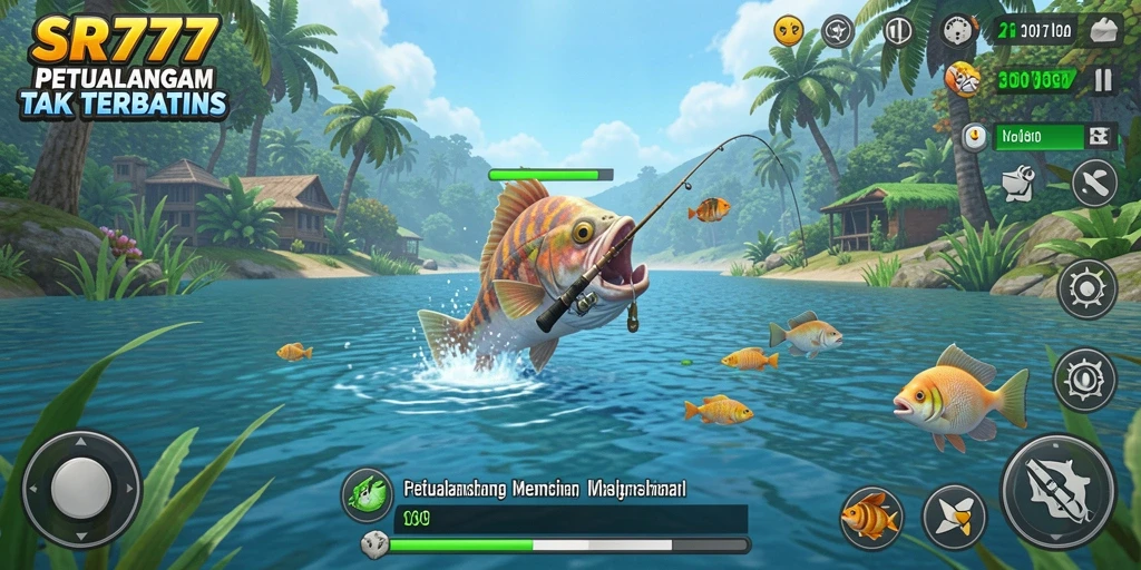 Tampilan gameplay SR777 yang seru saat memancing ikan.