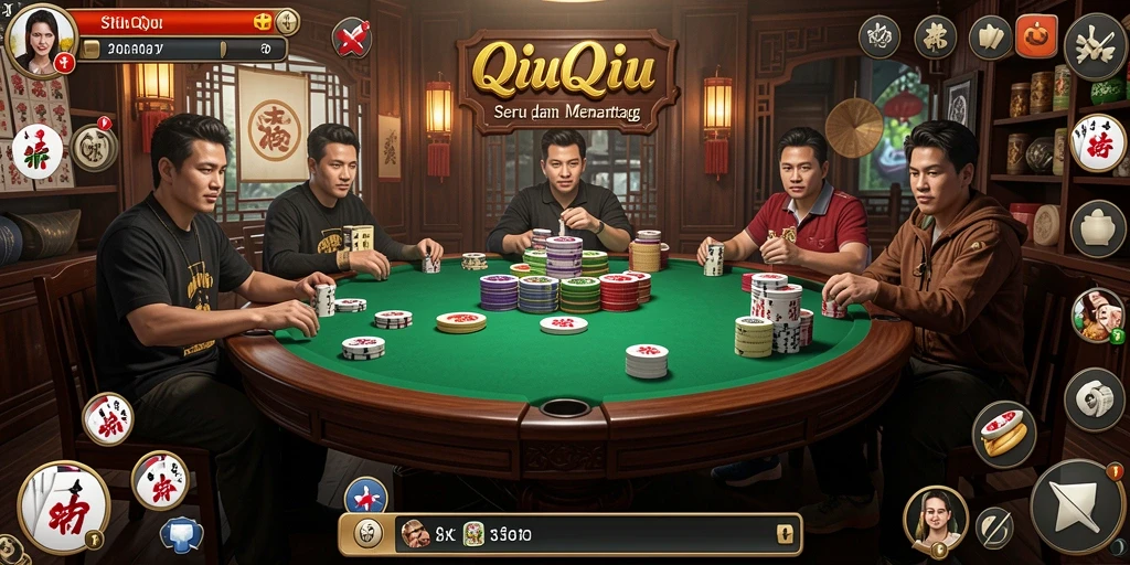Tampilan gameplay menarik dari V21 dengan kartu QiuQiu.