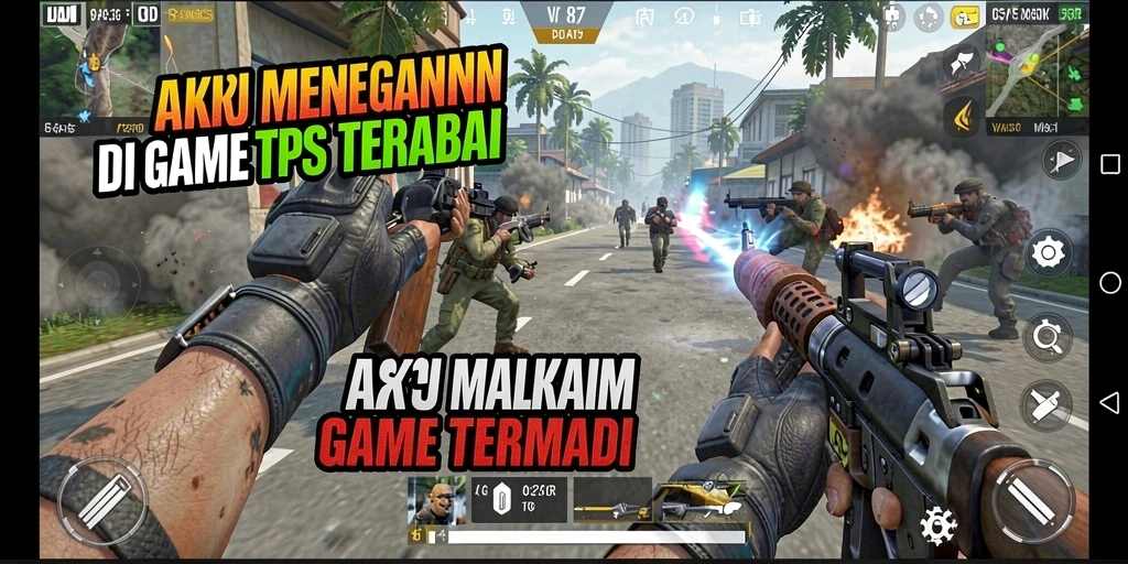 Screenshot utama V87 menampilkan aksi menegangkan dalam pertempuran TPS.