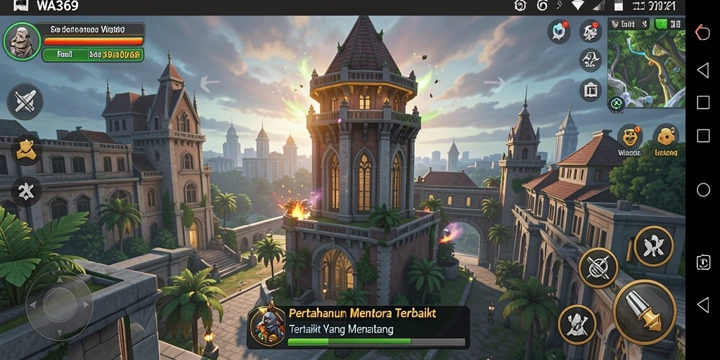 Tampilan gameplay WA369 yang mendebarkan dalam genre Tower Defense.