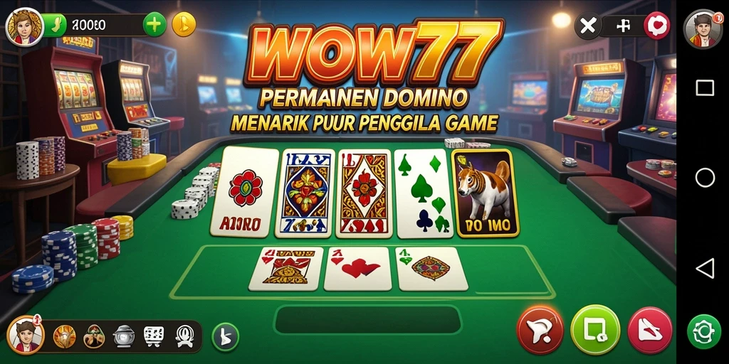 Tampilan gameplay seru dari aplikasi WOW77 - Domino.